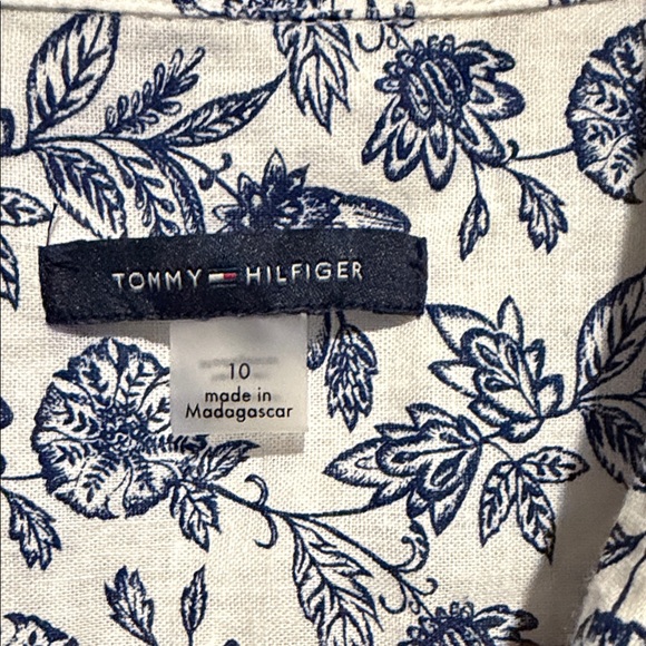 Tommy Hilfiger Navy and White Patterned Midi Dress - Picture 2 of 2